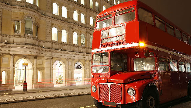 Vintage London Bus Tour and Champagne Cream Tea at Harrods Cruise for Two